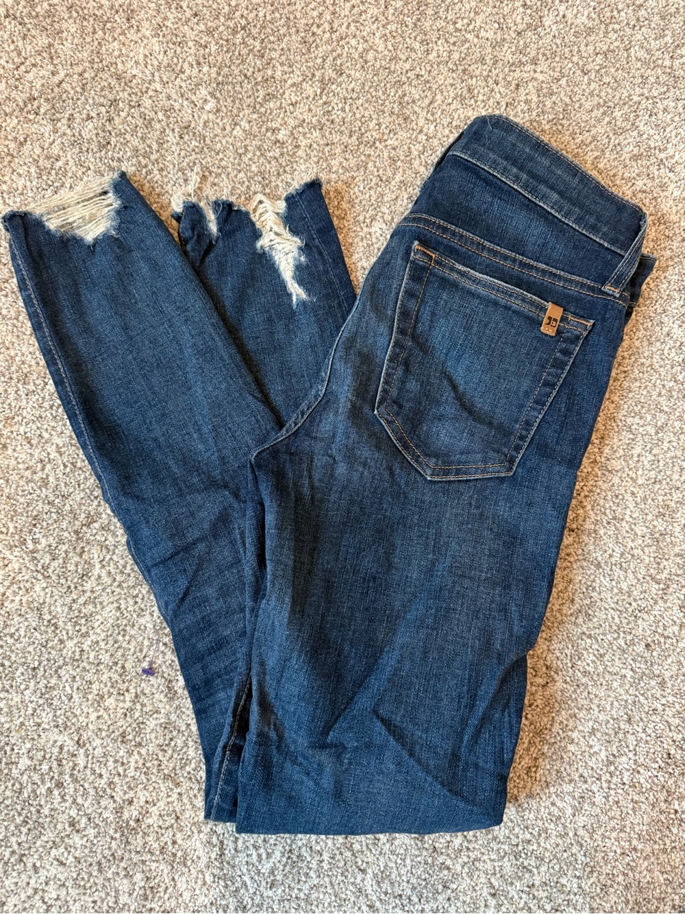 Joe's Jeans Dark Blue Ankle Frayed Hem Cropped Jeans
